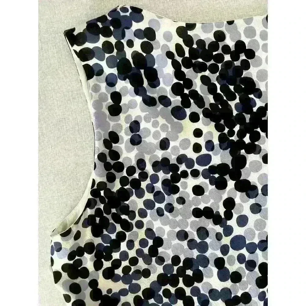 St John Sz 4 Silk Ruffle Dot Top White Black Dot Pattern Feminine Pretty Elegant - Picture 9 of 16